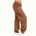 thumbnail image 6 of FRSASU Women's Pants Summer Drawstring Elastic Waist Wide Leg Lounge Palazzo Pants Casual Loose Trousers with Pockets Brown, 6 of 9