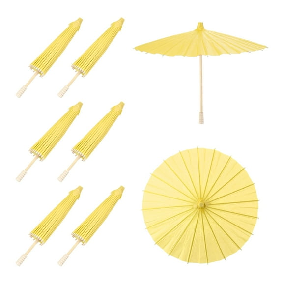 6 Pcs Paper Umbrellas ,12" Paper Parasol Umbrella for Craft,Yellow