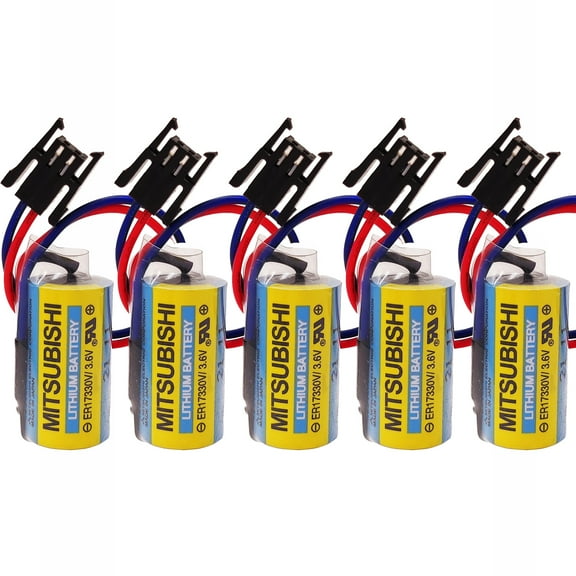 5Pcs A6BAT ER17330V/3.6V 1700mAh PLC Lithium Battery MR-BAT Lithium Battery with Plug for FANUC CNC System