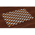 thumbnail image 1 of Ambesonne Halloween Place Mats Set of 4, Catstooth Pattern, Standard Size, Orange Black White, 1 of 4
