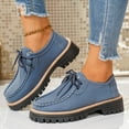 thumbnail image 2 of YLYL Women's Suede Penny Loafers Lace up Chunky Heel Lug Sole Slip on Casual Office Business Dress Shoes, 2 of 9