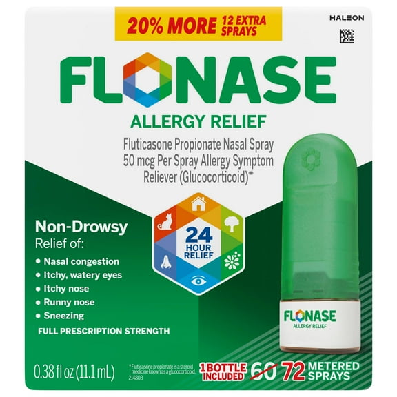 Flonase Allergy Relief Nasal Spray - Non-Drowsy 24HR Long Lasting Multi-Symptom Allergy Relief - 72 Sprays