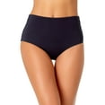 thumbnail image 4 of Anne Cole Women's High Waist to Fold Over Shirred Bikini Bottom Swimsuit, Live in Color Navy, Small, 4 of 7