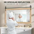 thumbnail image 4 of Hasipu 55"x36" Farmhouse Bathroom Mirror - Brown Rustic Wood Framed Wall Mounted Mirror, Vintage Vanity Mirror with Barn Door Style for Bathroom Living Room Decor, 4 of 6