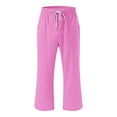 thumbnail image 4 of Tittly Plus Size Pants Baggy Pants Women High Waisted Wide Leg Pants Fashion Drawstring Elastic Trousers Comfy Straight Leg Long Pants With Pockets Baggy Pants Women Capri Pants for Women Hot Pink XL, 4 of 5