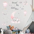 thumbnail image 5 of Pegatinas de pared de elefante, globo aerostático rosa, luna, estrellas grises, pegatinas de pared para guardería, sala de estar, dormitorio, decoración del hogar, 5 of 5