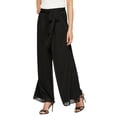 thumbnail image 1 of Pantalones de vestir Alex Evenings de pernera ancha de chifón negros para mujer, 1 of 2