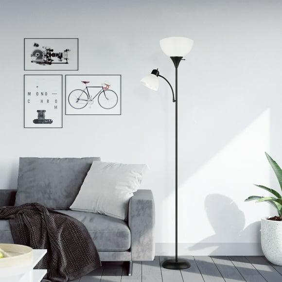 OUTON Lampe Torchère sur Pied de 71 Pouces, avec Lumière Latérale de Lecture, Lampe sur Pied Moderne à DEL à 3 Températures de Couleur pour Salon, Noir