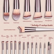 BS-Mall Premium Synthetic Foundation Powder Concealers Eye shadows Blush Makeup Champagne Gold Cosmetic Brushes, 18 Pieces