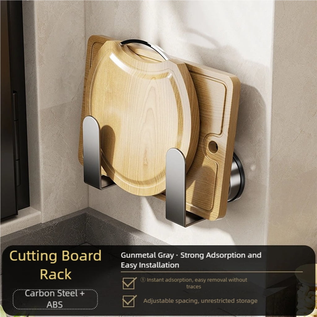 Space Saving Magnetic Kitchen Board Rack Wall Mounted Suction Cup Plan Rustproof ABS Substance For Bowls Kettles And Utensils