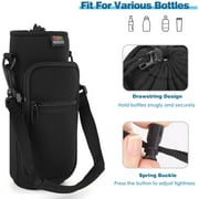 Nuovoware Water Bottle Carrier Bag with Adjustable Shoulder and 2 Pocket,25oz,Black