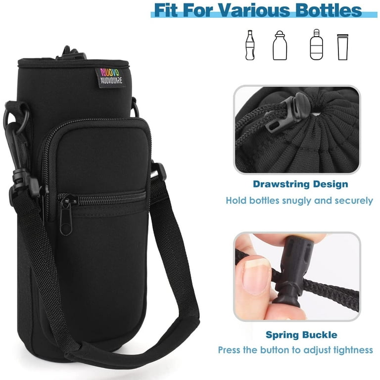 Nuovoware Water Bottle Carrier Bag, Bottle Pouch Holder, Adjustable  Shoulder Hand Strap 2 Pocket Sling Neoprene Sleeve Sports Water Bottle  Accessories