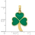 thumbnail image 2 of 14k Yellow Gold Green Enameled Shamrock Pendant - 1.7 Grams - Measures 28x15mm, 2 of 2