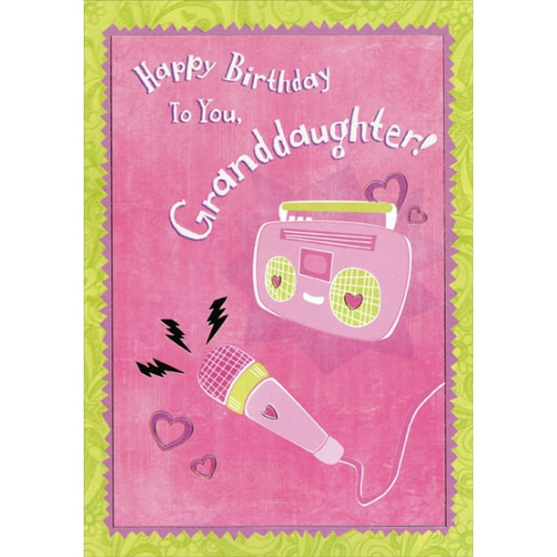 Designer Greetings Music Player And Microphone On Pink Juvenile Birthday Card For Granddaughter Walmart Com Walmart Com