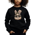 thumbnail image 3 of Ink Printed NOT a Chenille Patch Camo Bow Easter Bunny Pullover for Girls Black Sweatshirt 3T, 3 of 8