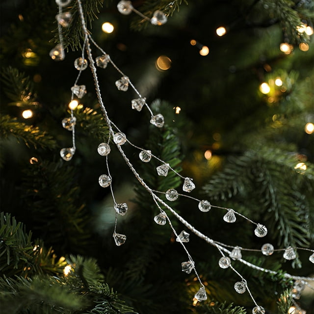 Adornos navideños, regalos navideños, guirnalda de cristal navideña, colgante de hilo de perlas, decoración de bastón para árbol de Navidad, diseño de escena navideña, hilo de cuentas acrílicas