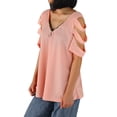 thumbnail image 3 of Wangscanis Women T-shirt, Leopard Printed Pattern Short Sleeve V-neck Tops, 3 of 9