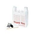 thumbnail image 2 of Universal Plastic "Thank You" Shopping Bags, 11 x 6 x 22, 0.55 mil, White/Red, 1000/Box, 2 of 2