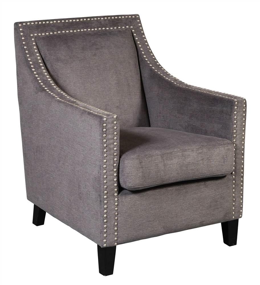 Traditional Grey Accent Arm Chair with Nail Head Trim