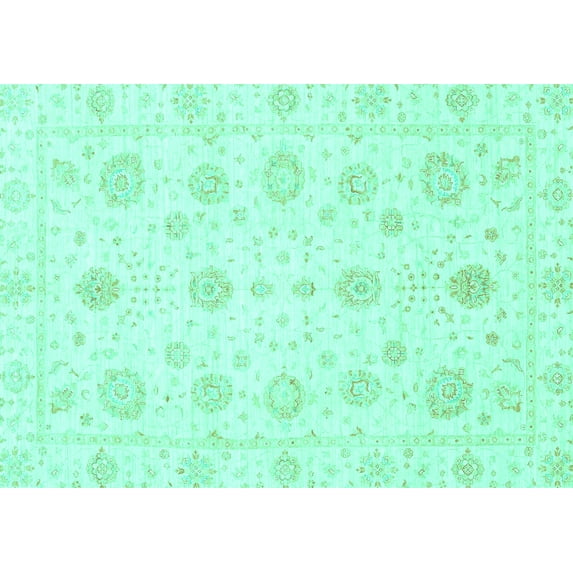 Ahgly Company Indoor Rectangle Oriental Turquoise Blue Traditional Area Rugs, 4' x 6'