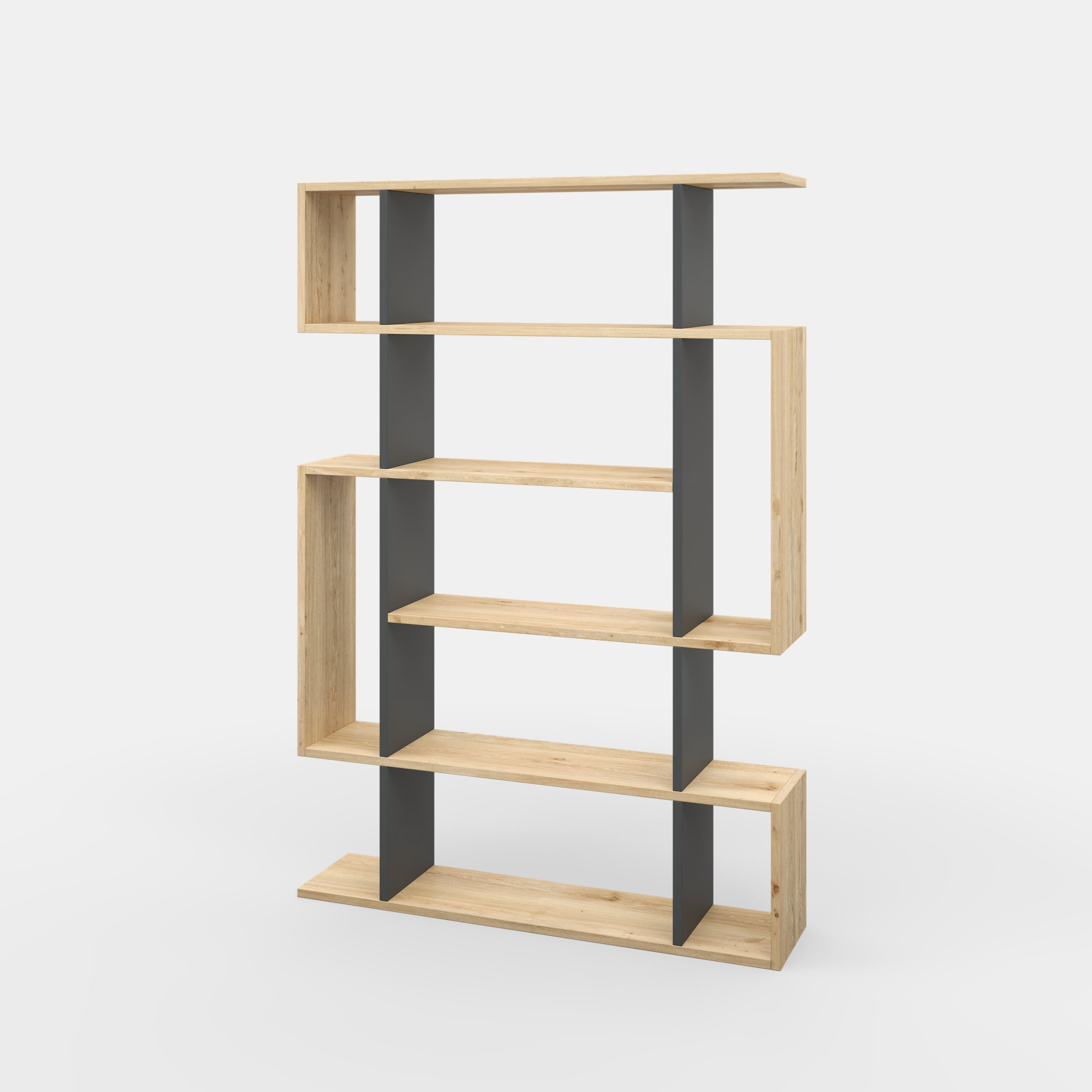 Ada Home Decor Furniture Multiple Tier Open Shelf Oak Anthracite Blair Modern Bookcase