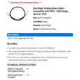 thumbnail image 2 of Rear Right Parking Brake Cable - Compatible with 2003 - 2006 Dodge Sprinter 3500 2004 2005, 2 of 2