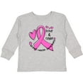 thumbnail image 3 of Inktastic Love, Care, Cure Breast Cancer Awareness Pink Ribbon Boys or Girls Long Sleeve Toddler T-Shirt, 3 of 5