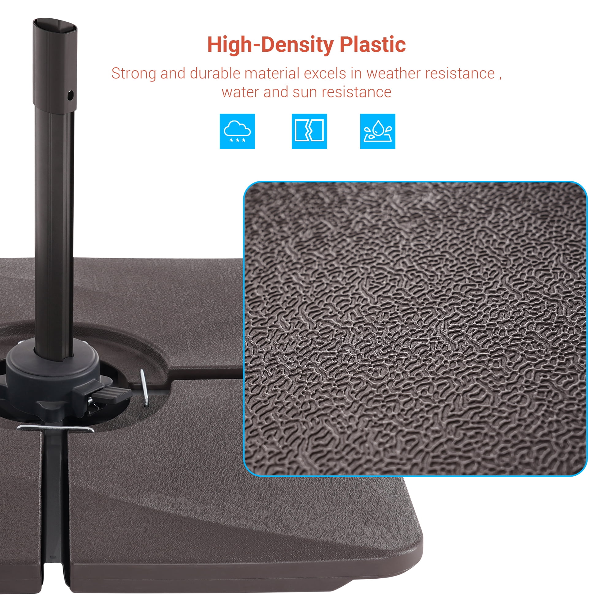 CHYVARY Patio Umbrella Base Weighs 200LBs Filled With Sand or Water, High Quality HDPE Plastic for Cantilever Umbrella With 8–10ft Canopy, Dark Brown