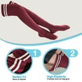 thumbnail image 3 of 5 Pairs Awesome Women Thigh High Cotton Boot Socks. Durable Knee High Socks, Perfect As Winter & Spring Socks Size 6-9 Wine T1023-5p1c7, 3 of 4