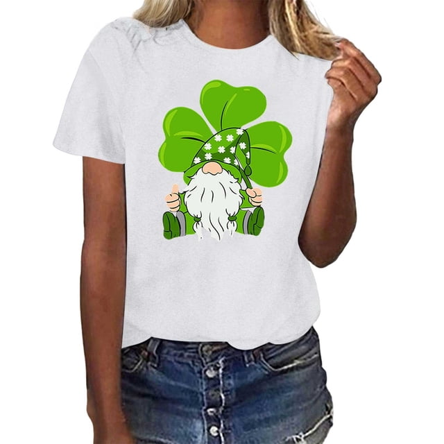 TSADFHJI Hauts de Sortie pour Femmes Plus Mode Imprimée Décontractée Col Rond Manches Courtes T-Shirt Haut L Blanc