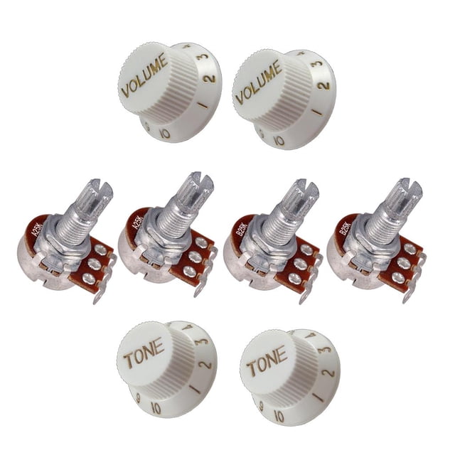 Potenciómetro de Guitarra 4x Potenciómetros de sonido A25K Reempzo para Guitarra Eléctrica con Perill Control de Gloria Perillas de control de guitarra