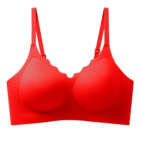 Gnurob Plus Size Bralettes for Women Push Up Bralette Comfort Wireless Bras Adjustable Straps Underwear Full Coverage lingerie Hide Back Fat Underwear Clearance Saving Red X-Large