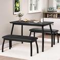 thumbnail image 4 of 43-pulgada industrial dining mesa set con 2 forrado benches y heavy duty metal frame-3-piece kitchen muebles para small spaces studio restaurant o home negra, 4 of 7
