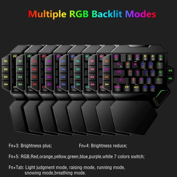 RGB One Handed Mechanical Gaming Keyboard,Colorful Backlit,Wrist