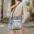 thumbnail image 5 of LedBack Cat with Moon Print Women Leather Crossbody Bags Hobo Bag Sling Shoulder Handbag with Adjustable Strap, Portable Messenger Bag Satchel Purse Medium Size for Travel Shopping, White, 5 of 7