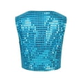 thumbnail image 2 of LiiYii Kids Boys Girls Sparkly Sequins Waistcoat Button Down Vest Jacket Hip Hop Jazz Dance Choir Light Blue 130, 2 of 8