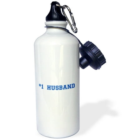 3dRose #1 Husband - Number One award for worlds greatest and best husbands - blue text Wedding anniversary, Sports Water Bottle, (Best Person In The World Award)
