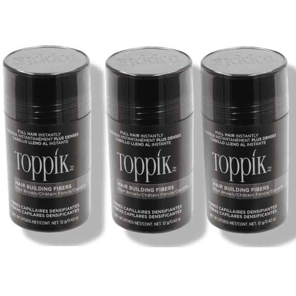 Toppik Hair Building Fibers, Medium Brown 0.42 oz (Pack of 3)