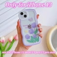 thumbnail image 2 of Compatible with iPhone 13 Case Clear with Floral Butterfly Design for Women Girls,Aesthetic Cute Wavy Flowers Soft Shockproof Cell Phone Cover for iPhone 13 6.1 Inch (Tulip/Purple), 2 of 11