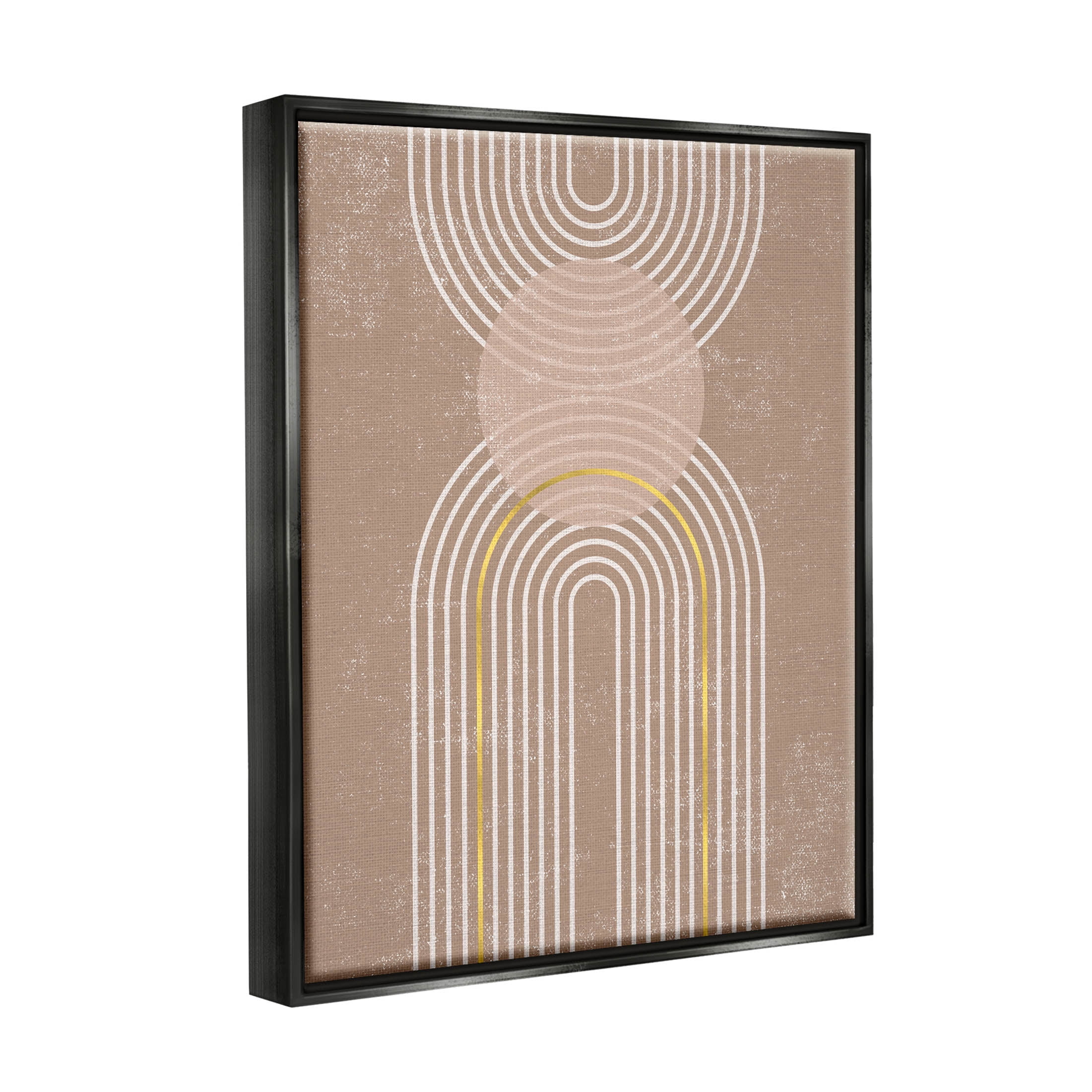 Stupell Industries Striped Arch Shapes Geometric Graphic Art Jet Black Floating Framed Canvas Print Wall Art, Design by Caroline Alfreds