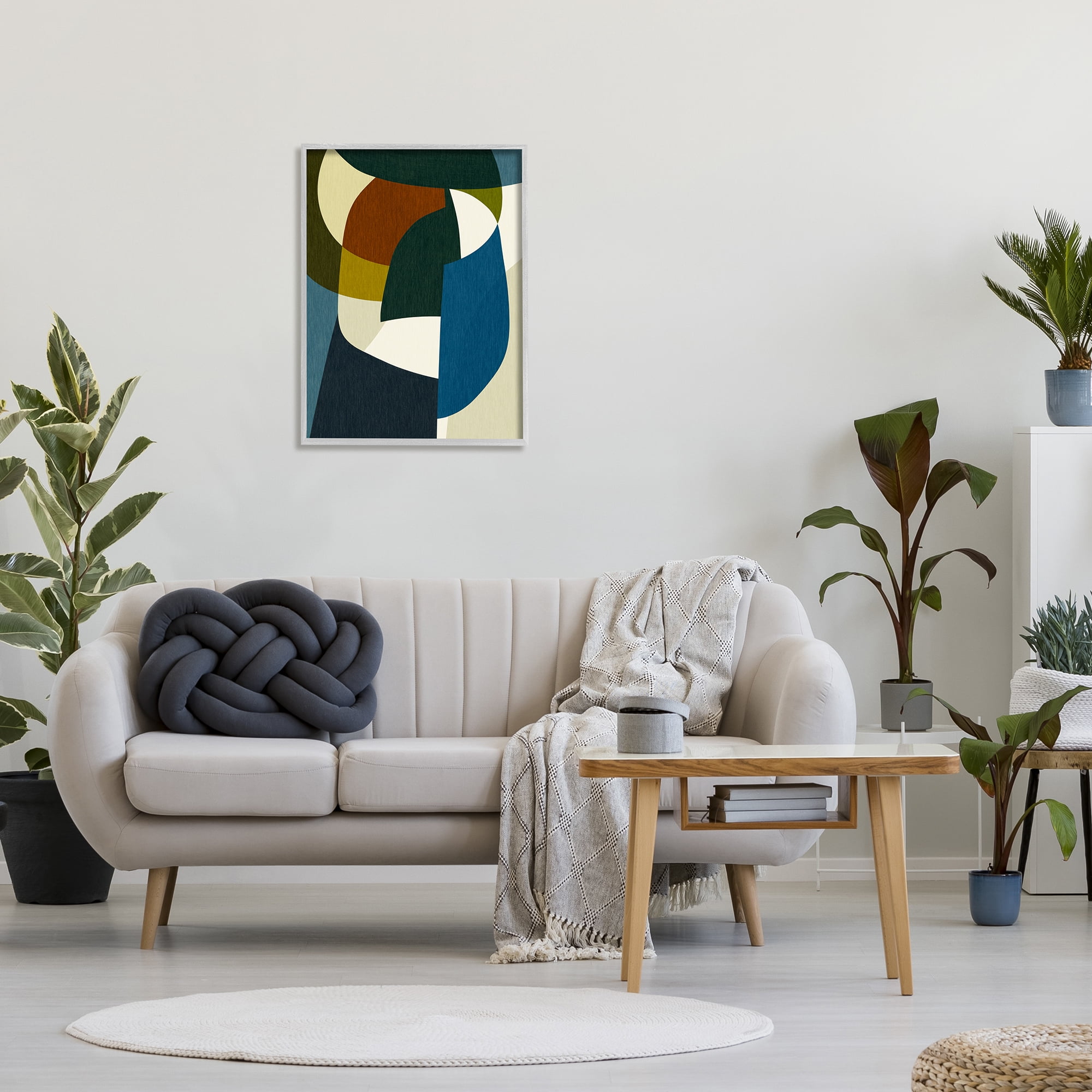 Stupell Industries Asymmetrical Geometric Shapes Abstract Painting Gray Framed Art Print Wall Art, 24 x 30