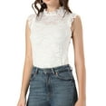 thumbnail image 5 of INSPIRE CHIC Women's Sleeveless Lace Ruffled Semi Sheer Blouse Top, 5 of 7