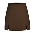 thumbnail image 3 of ClodeEU Women’s Elegant High Waisted Bodycon Mini Skirt with Shorts ,Casual Side Slit Skorts Brown,Womens Plus XL, 3 of 5