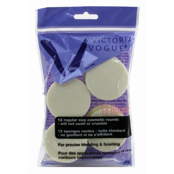 2 Pack - Victoria Vogue Cosmetic Rounds Latex, Regular Size 12 ea