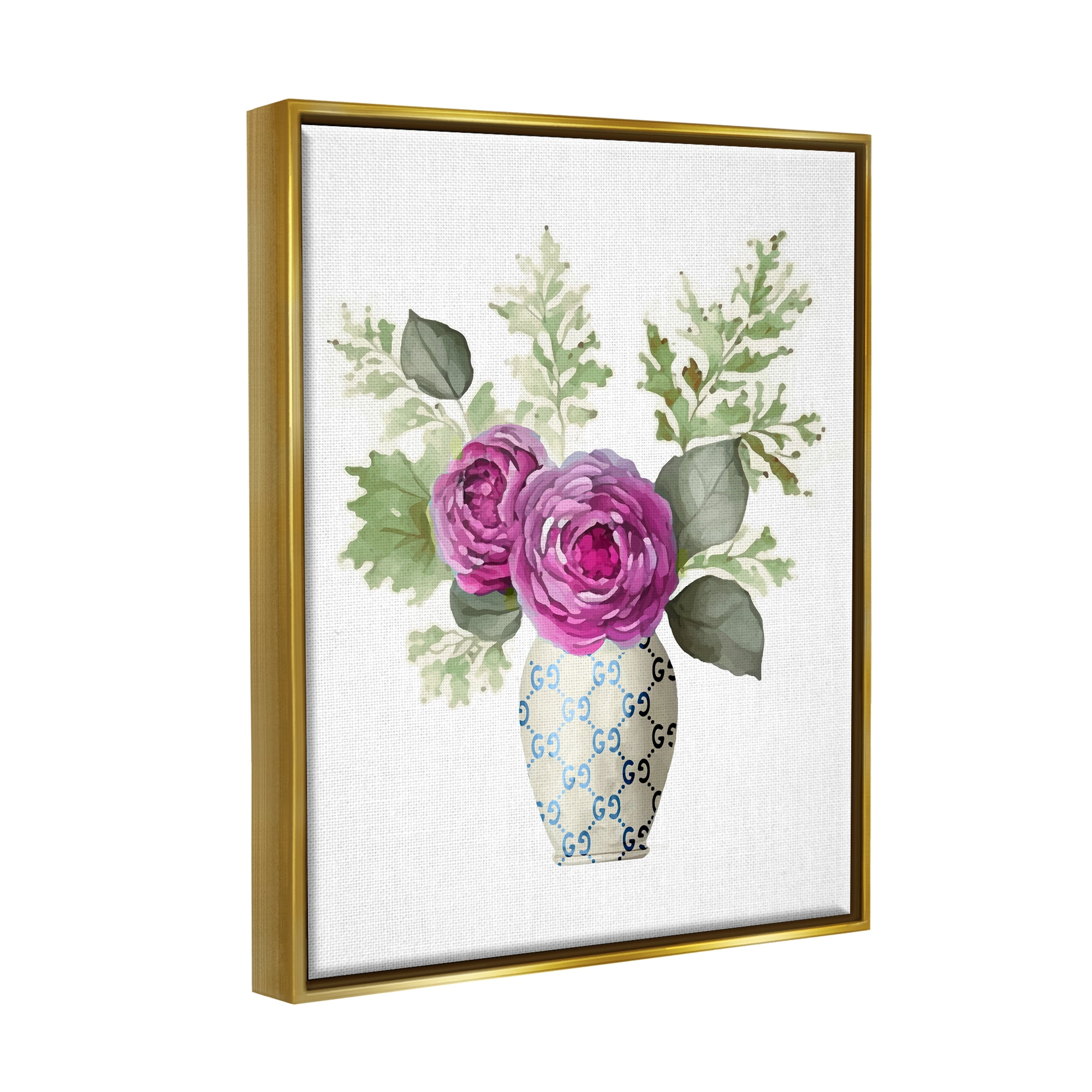 Stupell Industries Floral Glam Bouquet Botanical & Floral Painting Gold Floater Framed Art Print Wall Art, 25 x 31