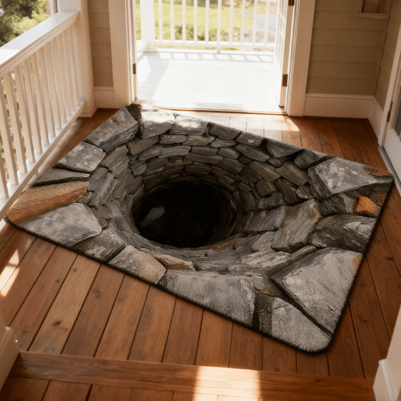 Optical Illusion Rug,3D Personalized Optical Illusion Doormat,Anti-Slip Mats for Home and Office Decor,Patio and Porch Entrances, Bathroom, Stairs, playroom, Living Room16x24in D