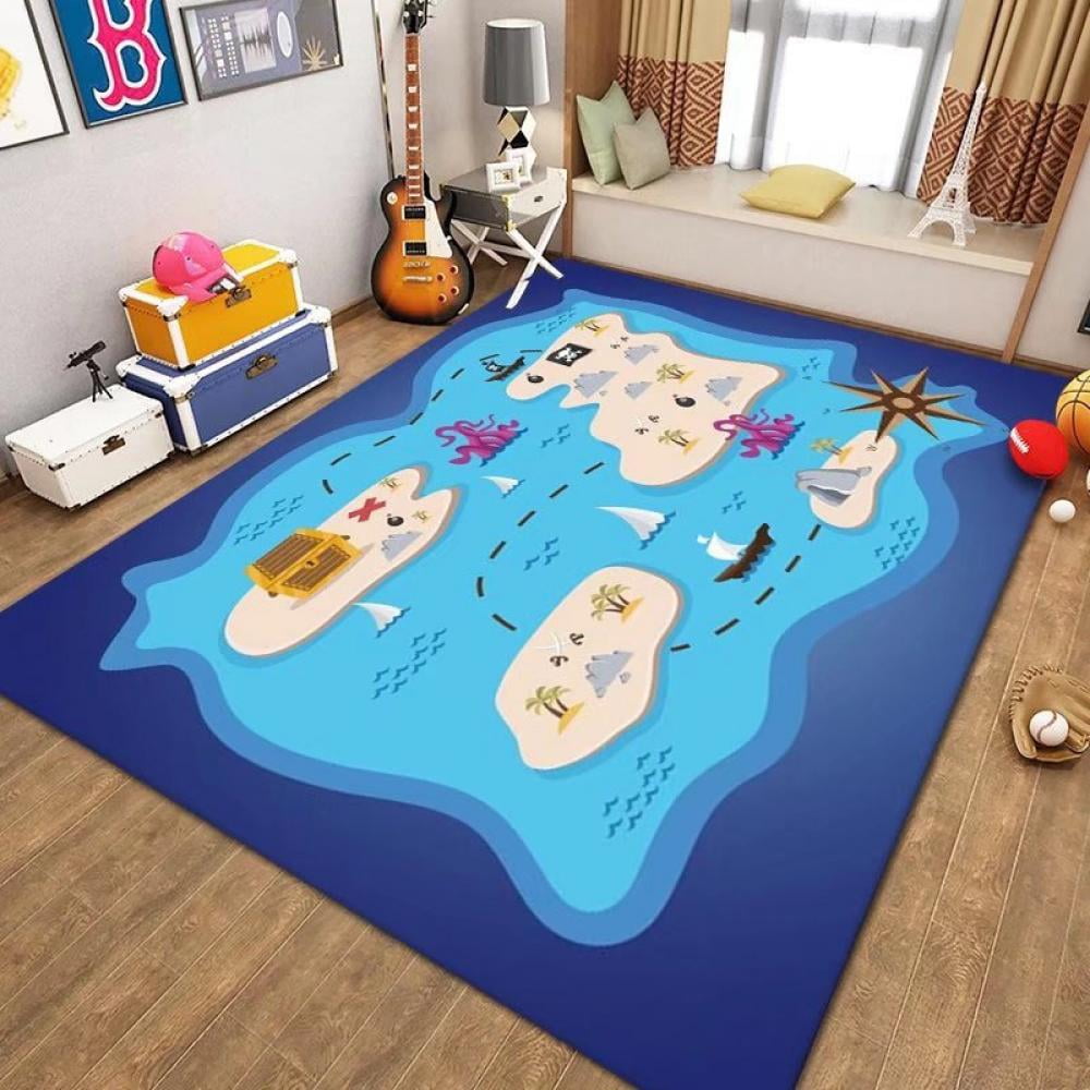 TWINNIS Kids Playmat Rugs ABC Educational Learning Area Rugs Carpet for  Kids Playroom Classroom,3’x5',Blue