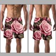 thumbnail image 3 of luoweisi Men's Beach Shorts Quick Dry Swim Trunks with Mesh Lining Roses S, 3 of 5