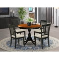 thumbnail image 2 of East West Furniture 5-Piece Modern Dining Set Includes a Round Wood Table and 4 Linen Fabric Dining Room Chairs with Slatted Back - Black Finish, 2 of 2