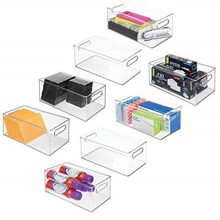 Mdesign Stackable Plastic Storage Bin Container Home Office Desk